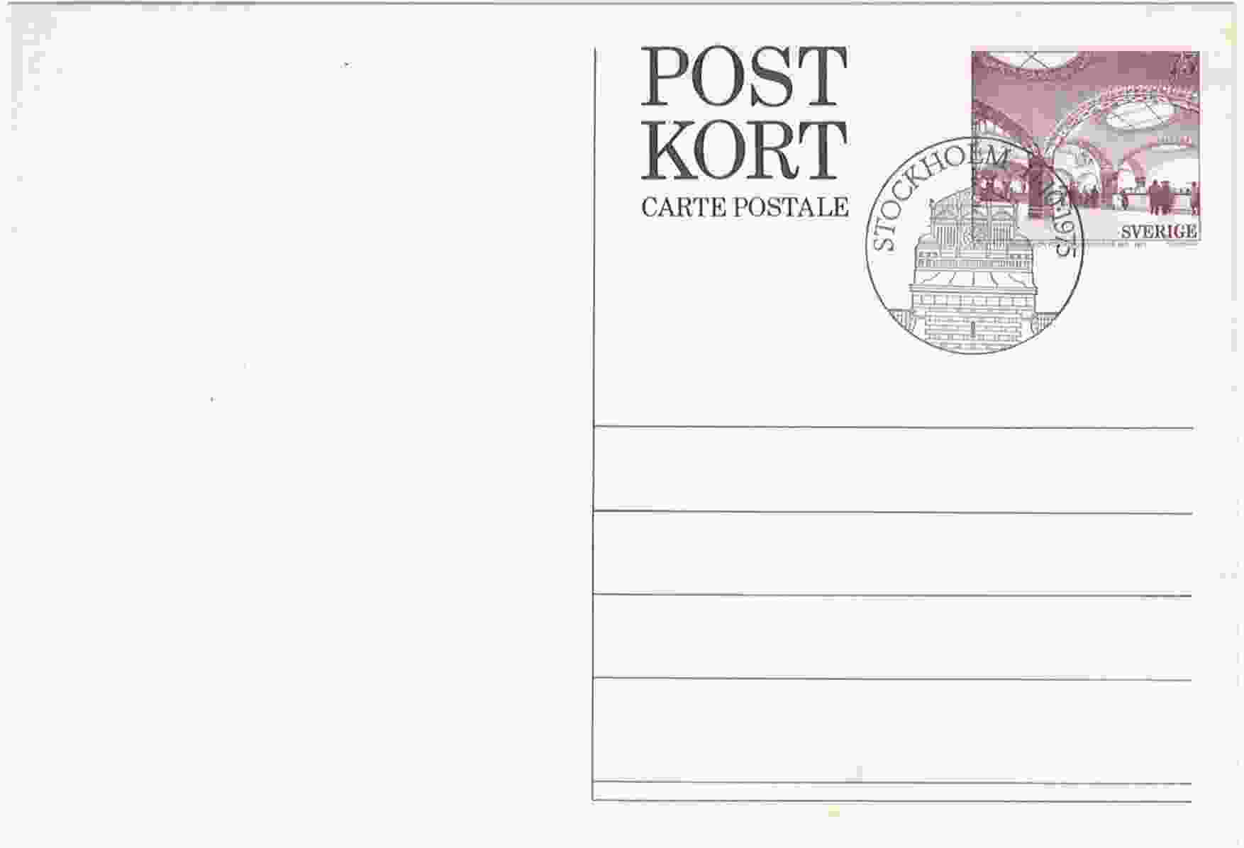 , Karte 5, ungelaufen, Aufdruck der Michel Nr. 860,Stempel von Stockholm,größe C6