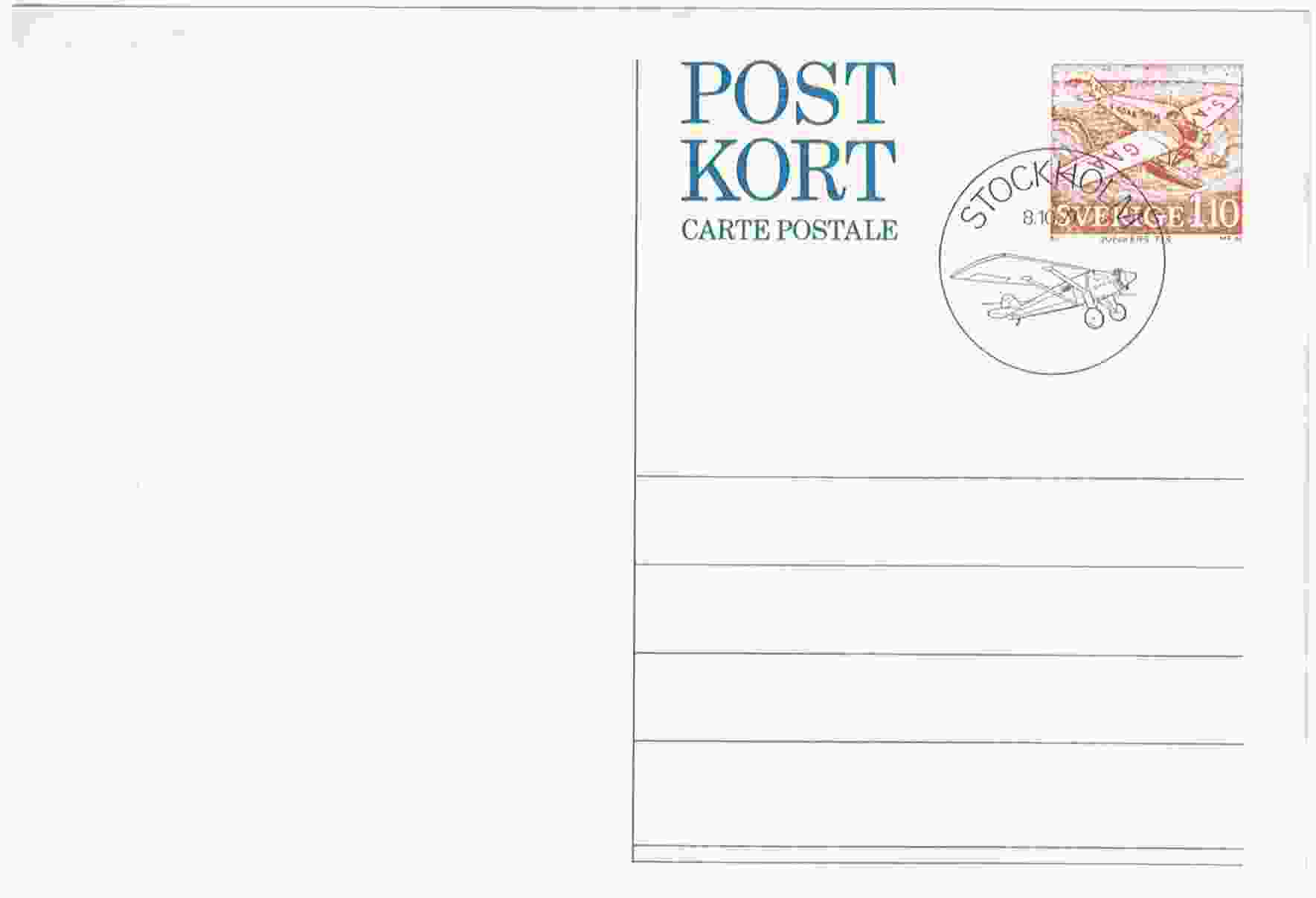 Karte 6, ungelaufen, Aufdruck der Michel Nr. 761,Sonderstempel von Stockholm,größe C6