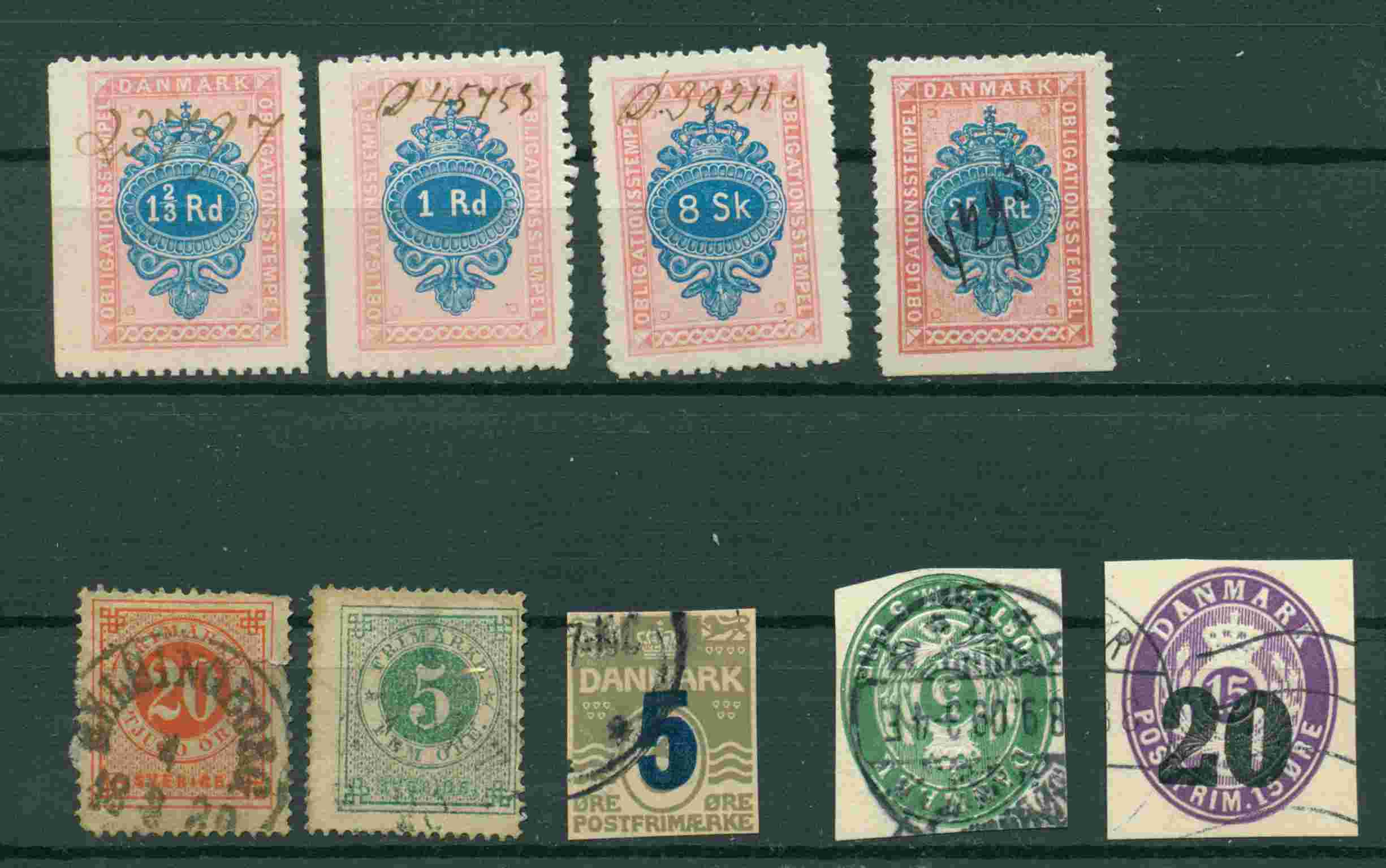 Briefstücke Dänemark, unbekannte Briefmarken , Obligationsstempel